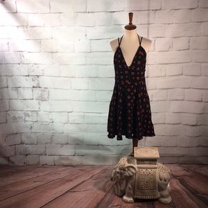 UO Ecote Deep V Neck Strappy Mini Dress